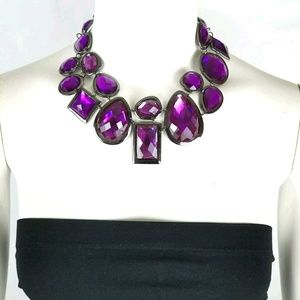 Darlene Statement Necklace Purple Crystal Glass